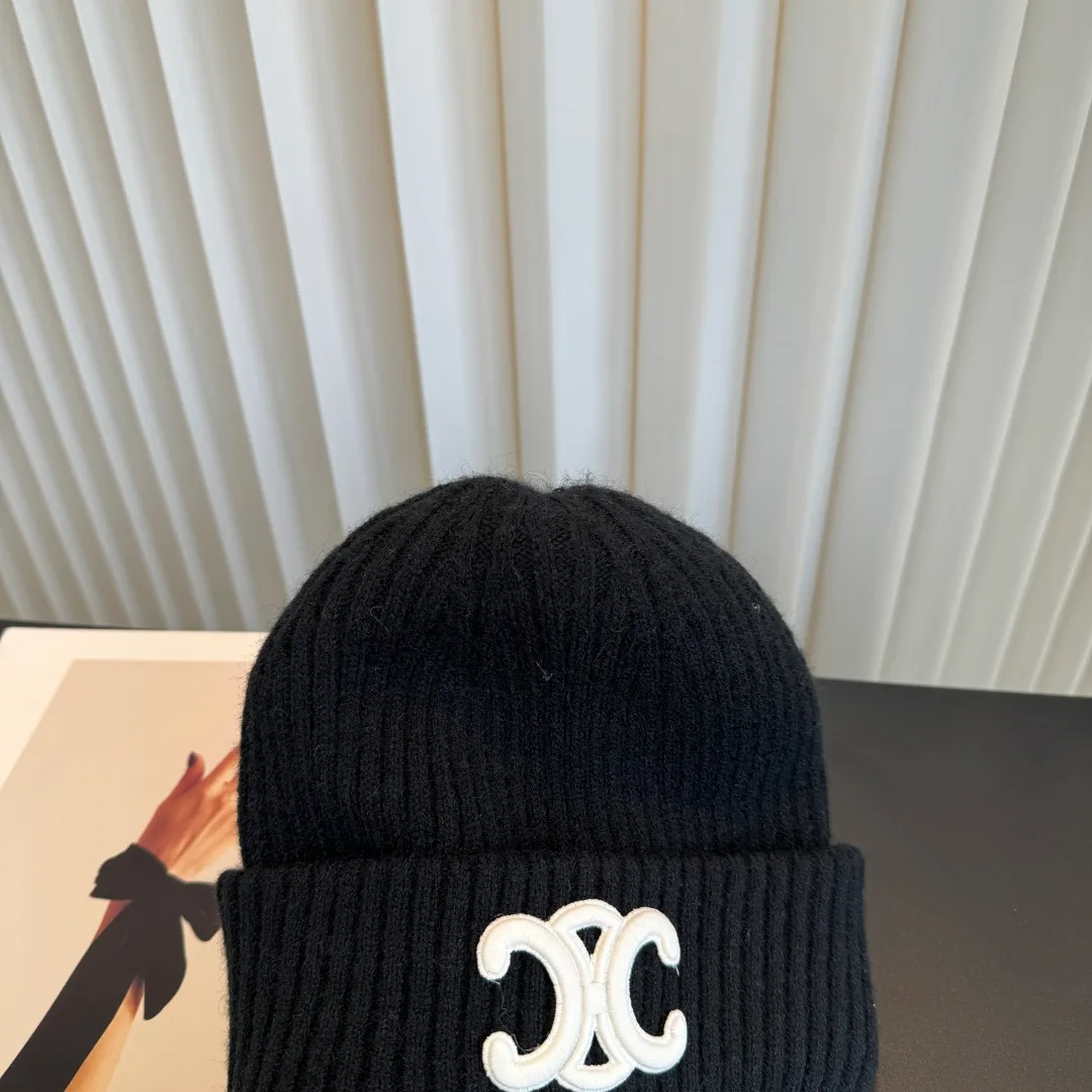 Celine Ribbed Beanie in Black · view 6