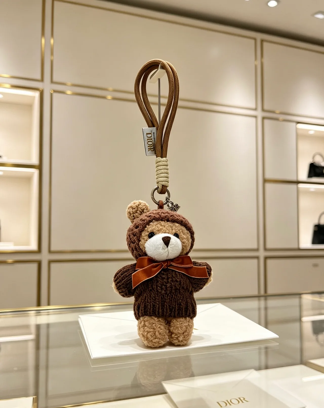 Dior Teddy Bear Bag Charm in Brown · view 1