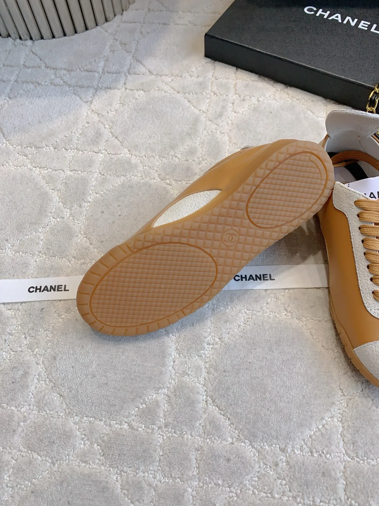 Chanel Calfskin Sneakers in Tan · view 6