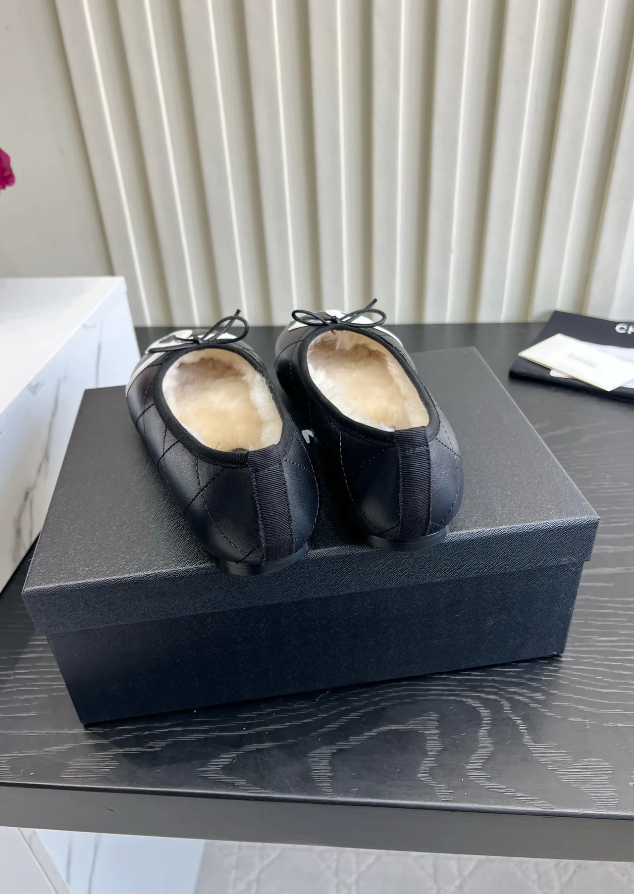 Chanel Sheepskin Quilted Flats in Black · view 5