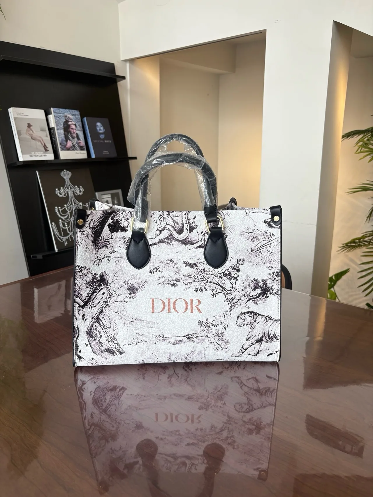 Dior Scenic-Print Structured Tote in White · view 3