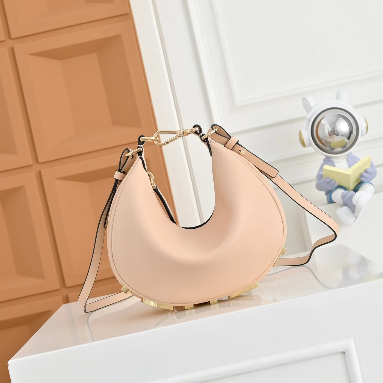 Fendi Crescent Shoulder Bag in Pink · view 2