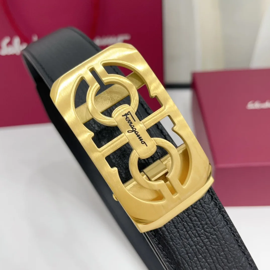 Ferragamo Calfskin Belt in Black · view 4