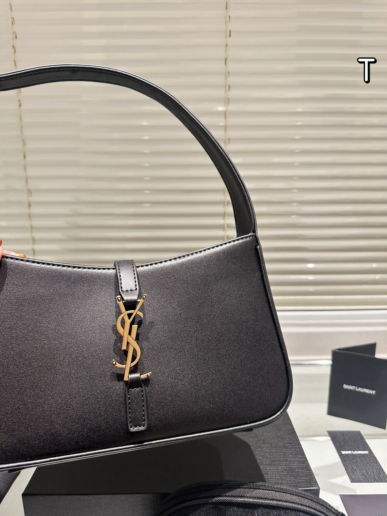 Saint Laurent Calfskin Shoulder Bag in Black · view 1