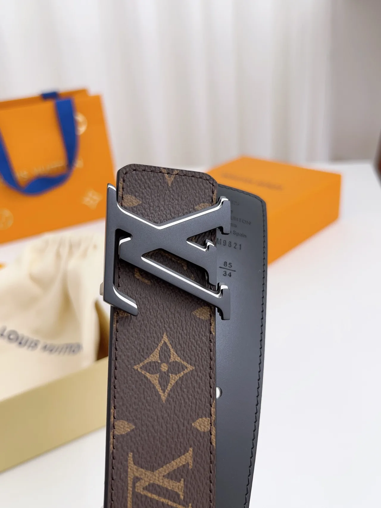 Louis Vuitton Calfskin Smooth Monogram LV Belt in Brown · view 5