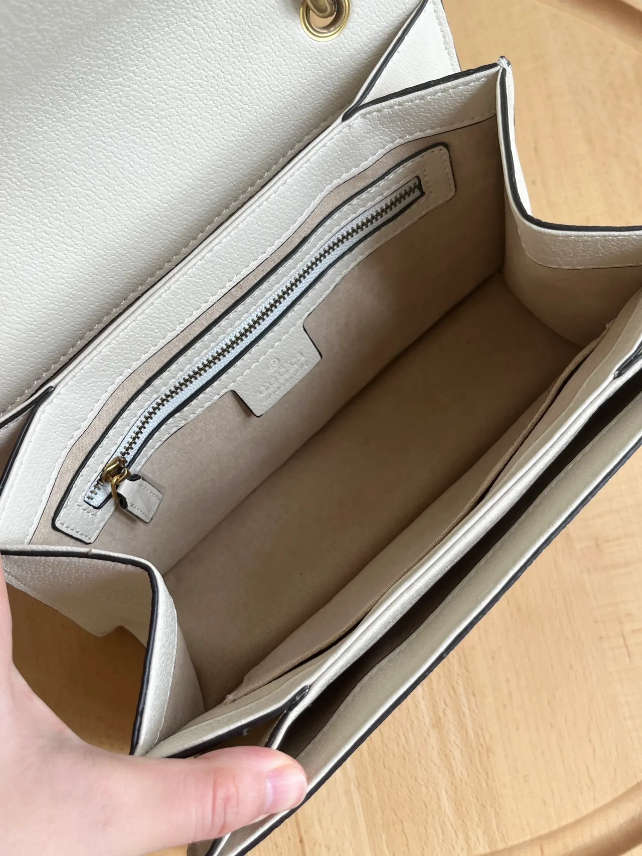 Gucci Striped Top-Handle Bag in Beige · view 8