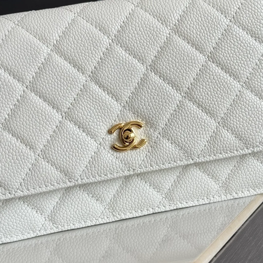 Chanel Calfskin Quilted Clutch in White · view 6