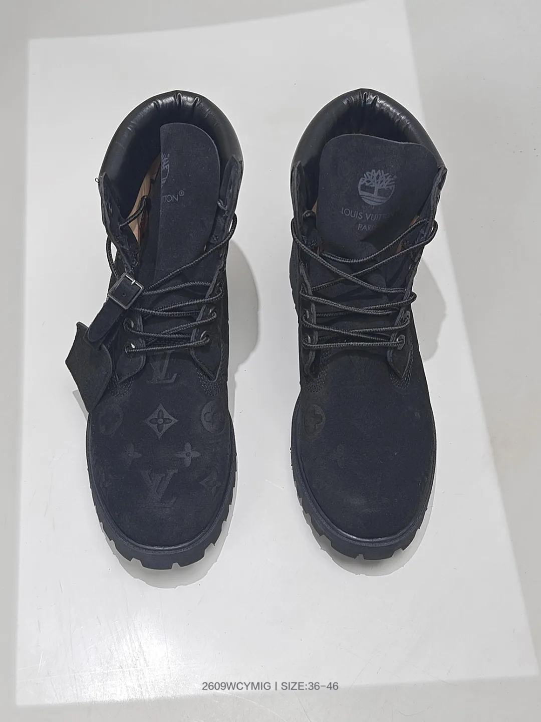 Timberland Lace-Up Boots in Black & Tan · view 4