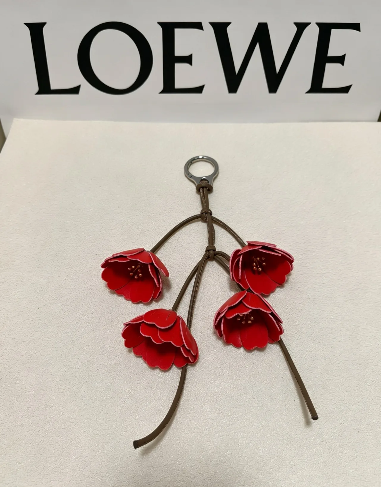 Loewe Leather Rose Bouquet Bag Charm in Red · view 1