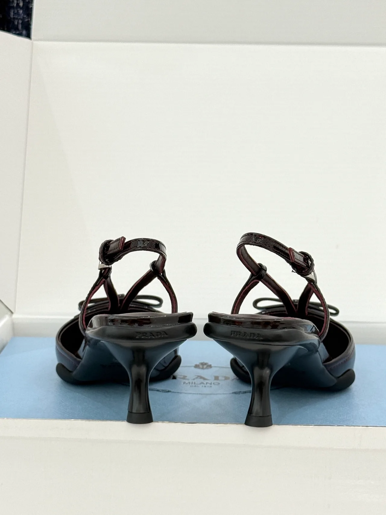 Prada Lambskin Pointed Slingback Pumps in Black · view 6