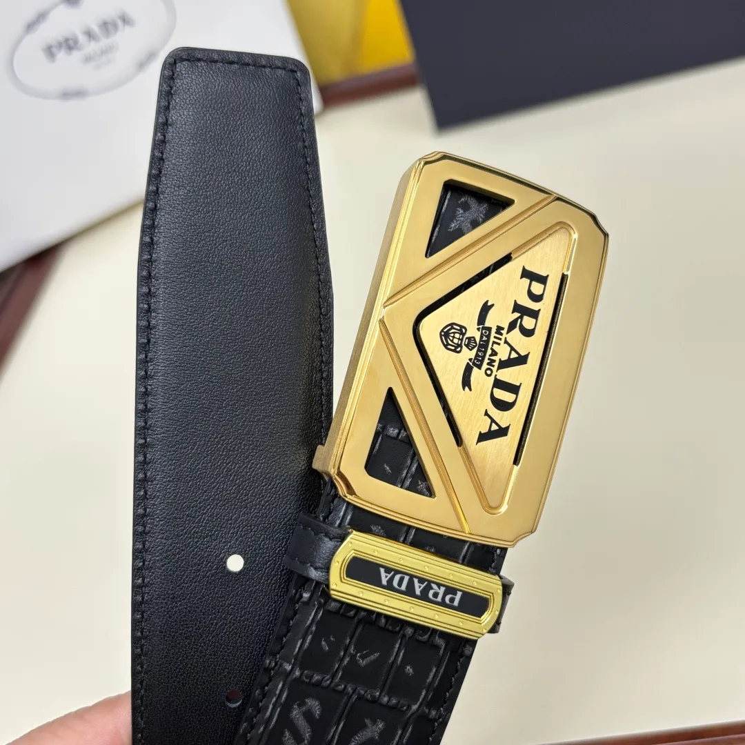 Prada Triangle Buckle Belt in Black · view 8