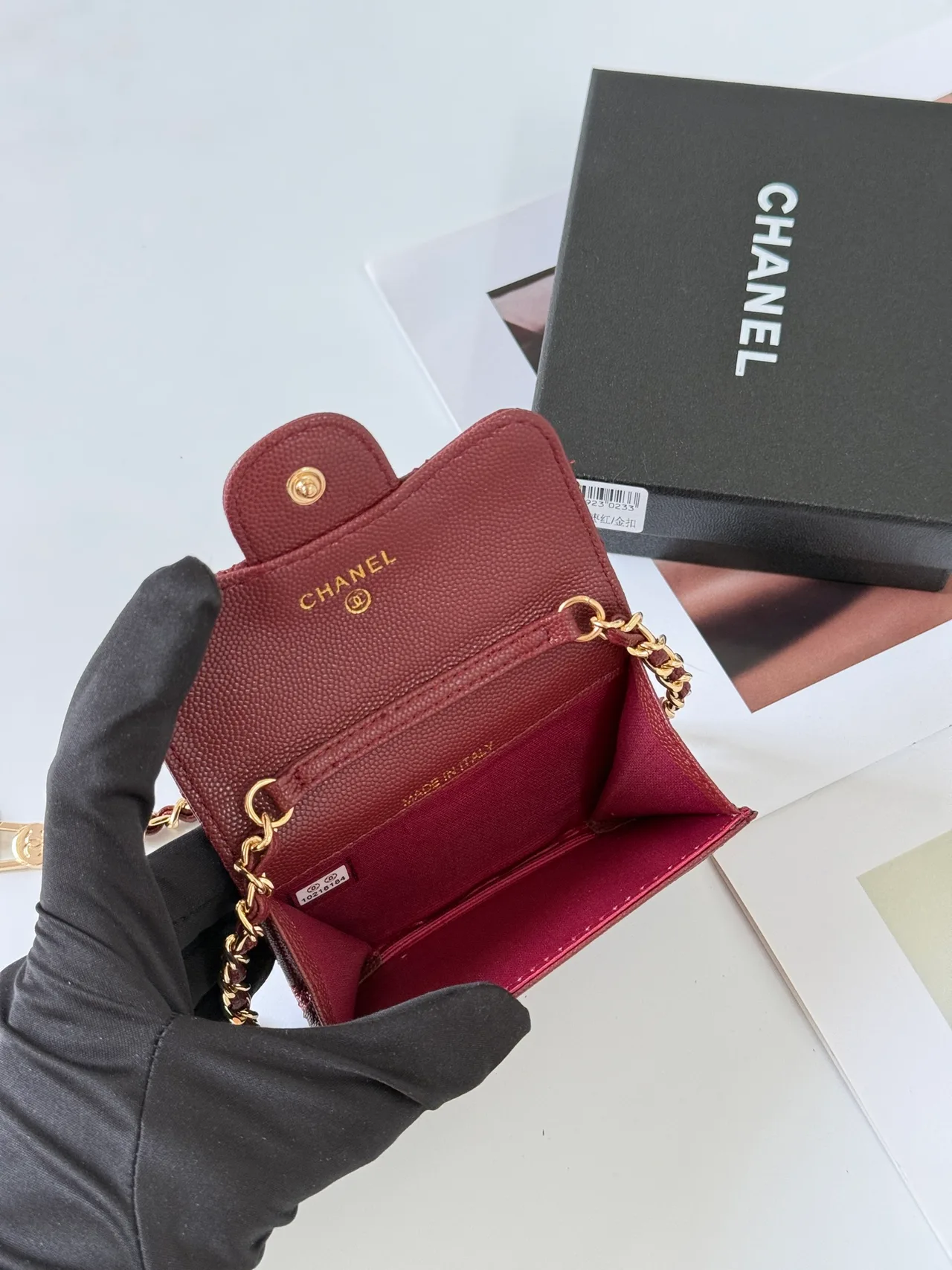 Chanel Quilted Wallet in Burgundy · view 6