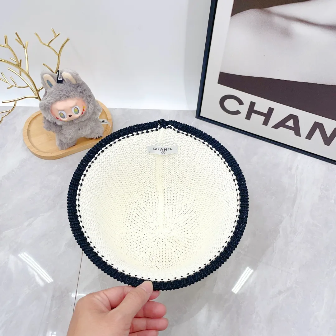 Chanel Woven Bucket Hat in White & Blue & Beige & Brown · view 10
