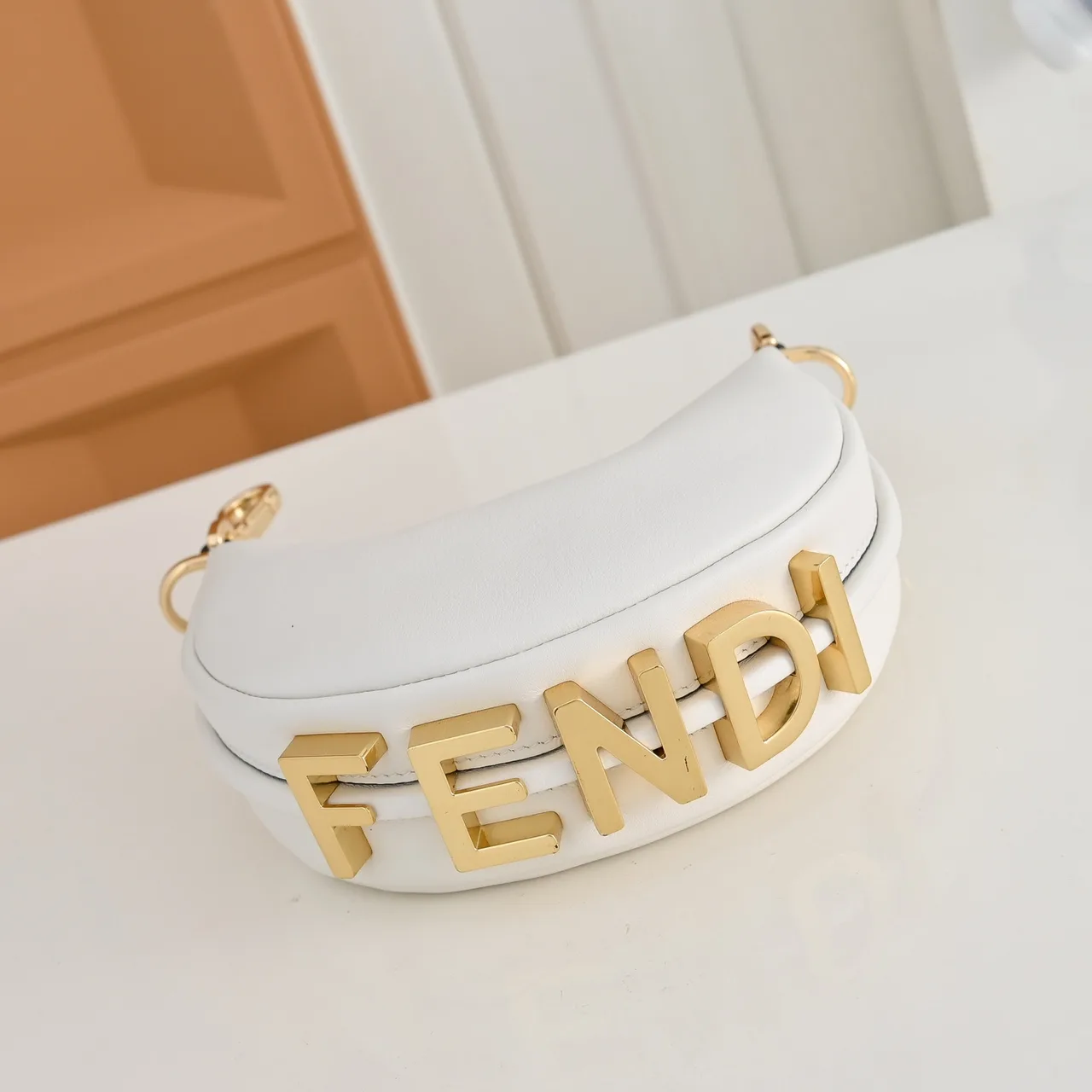 Fendi Crescent Shoulder Bag in White · view 4