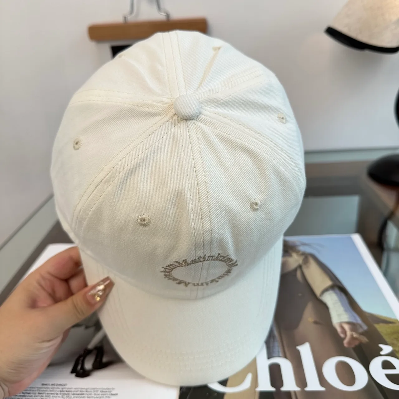 Matin Kim Cotton Embroidered Baseball Cap in White · view 5
