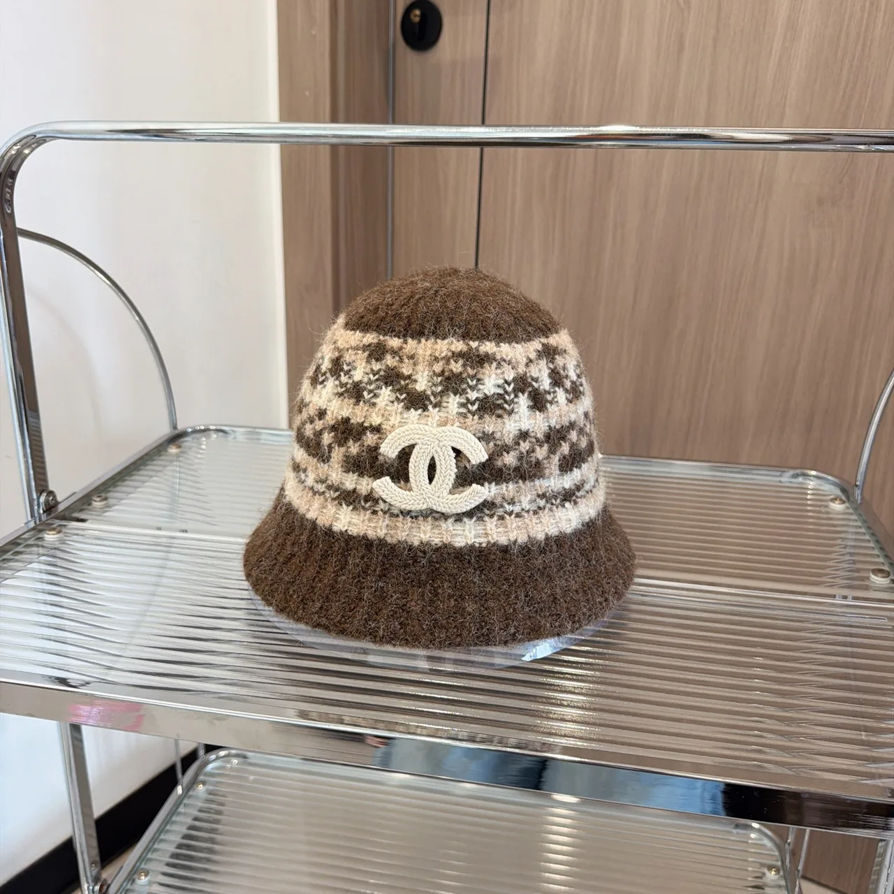 Chanel Pattern knit bucket hat in Red & Beige & White & Black & Brown · view 5