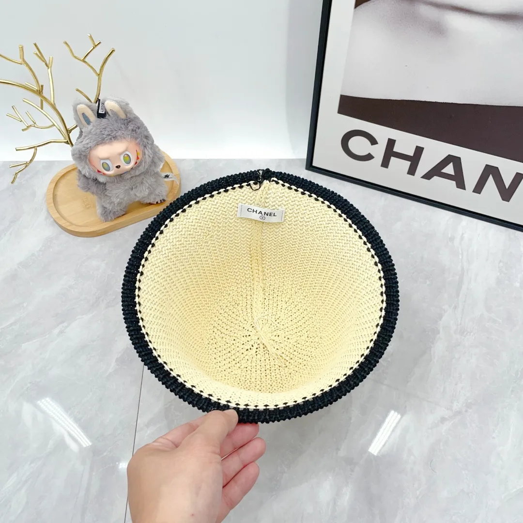 Chanel Woven Bucket Hat in White & Blue & Beige & Brown · view 10
