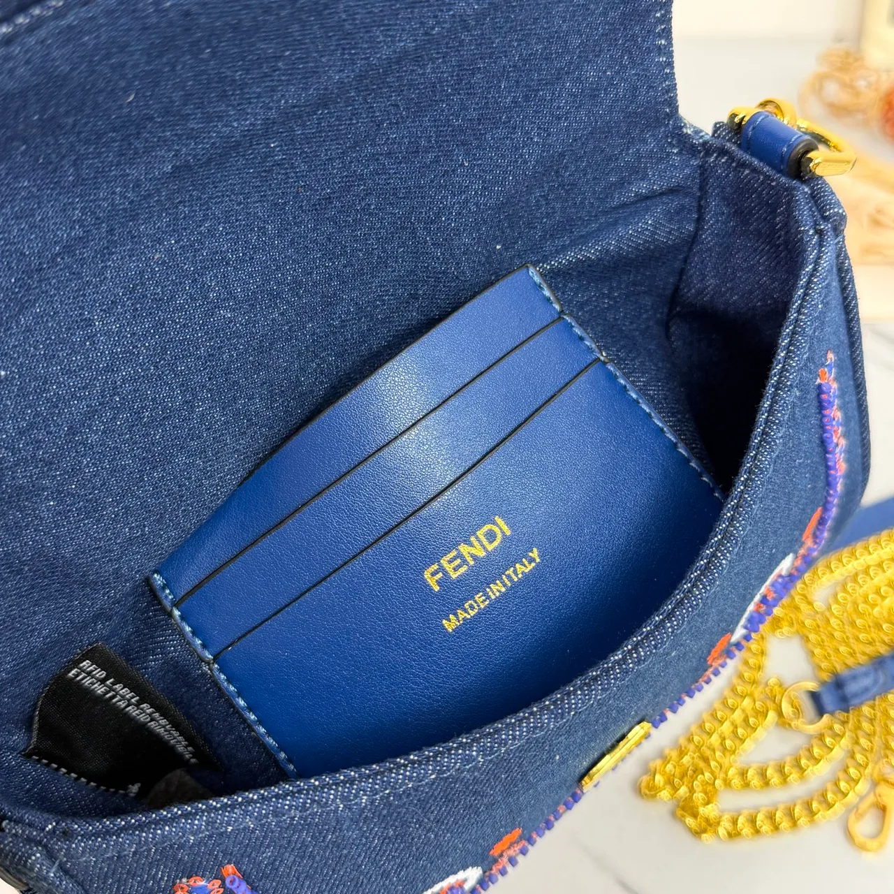 Fendi Embroidered Crossbody Bag in Blue · view 6
