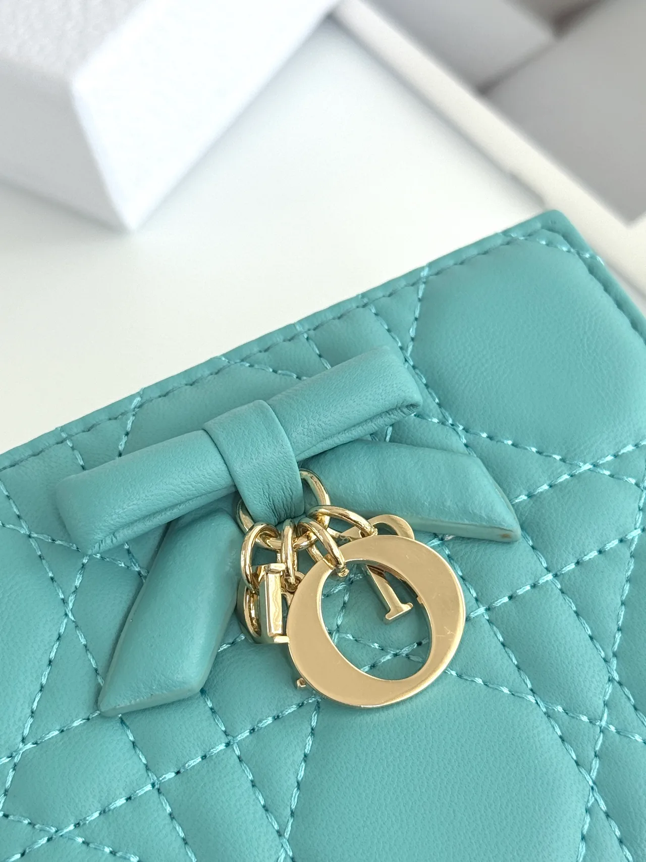 Dior Lambskin Quilted Glossy Wallet in Blue · view 4