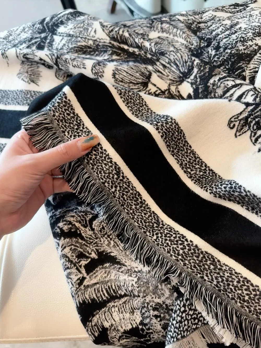 Dior Toile Square Scarf in Brown / White · view 9