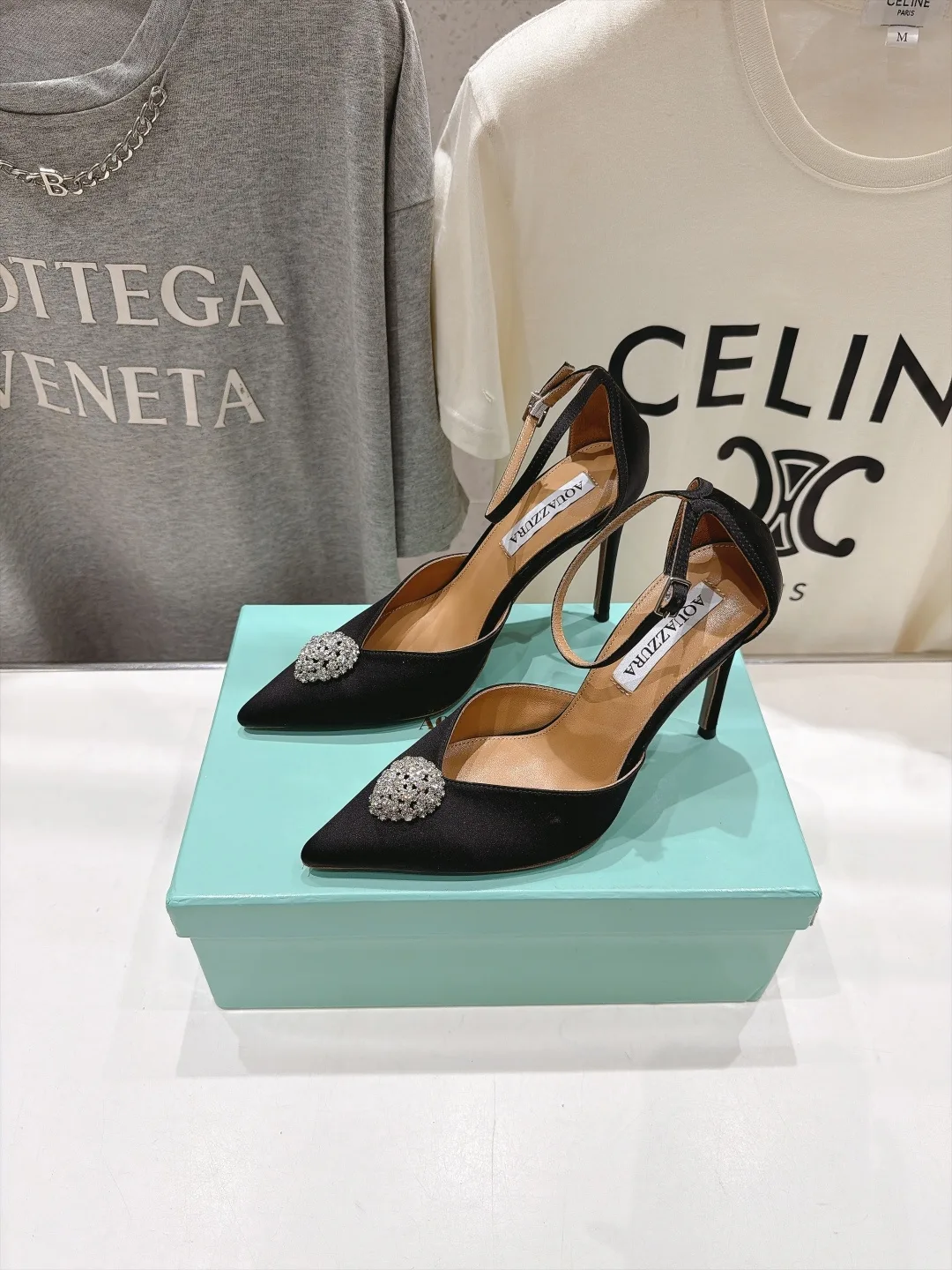 Aquazzura Silk Pointed Slingback Pumps in Black · view 4