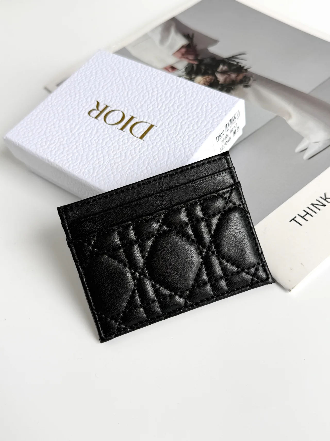 Dior Lambskin Quilted Bow Cardholder in Black · view 2