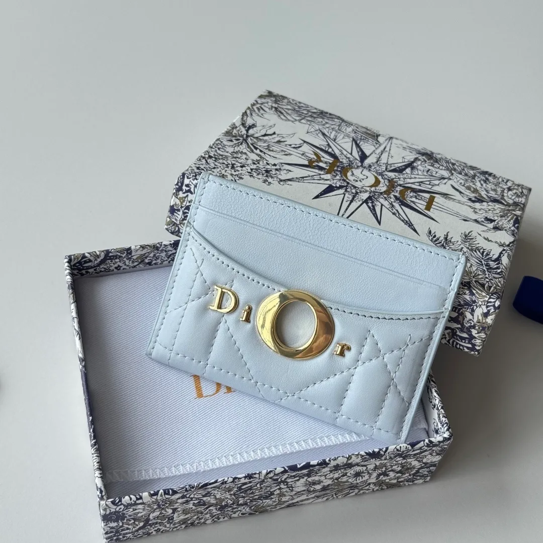Dior Lambskin Quilted Cardholder in Blue · view 6
