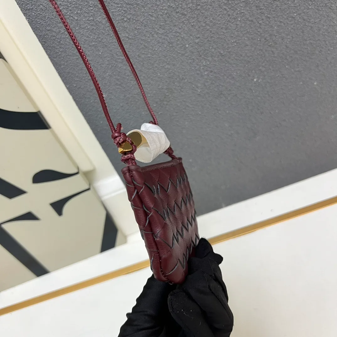 Bottega Veneta Woven Miniature Sardine Bag Charm in Burgundy · view 2