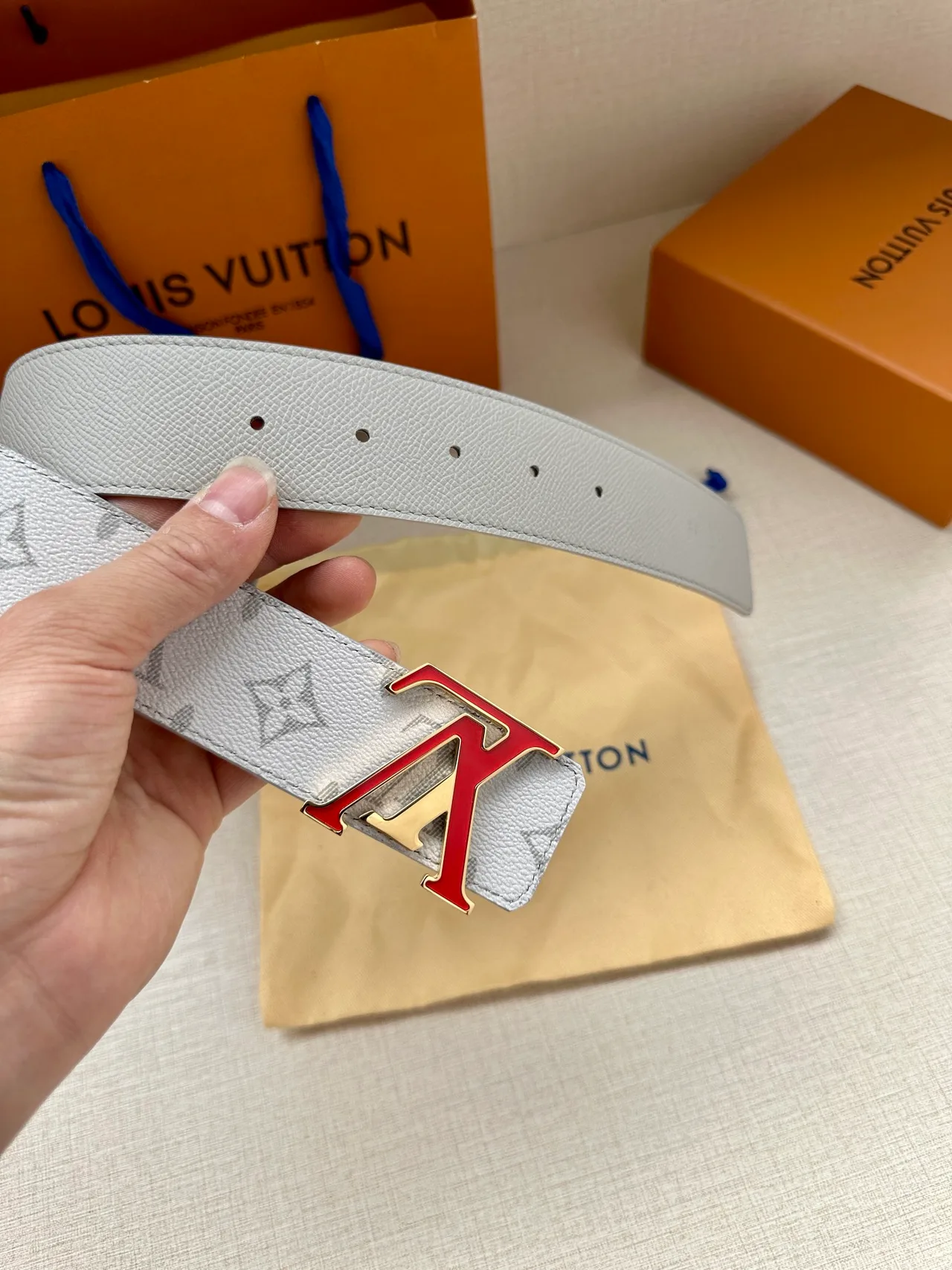 Louis Vuitton Canvas Glossy Belt in White · view 5