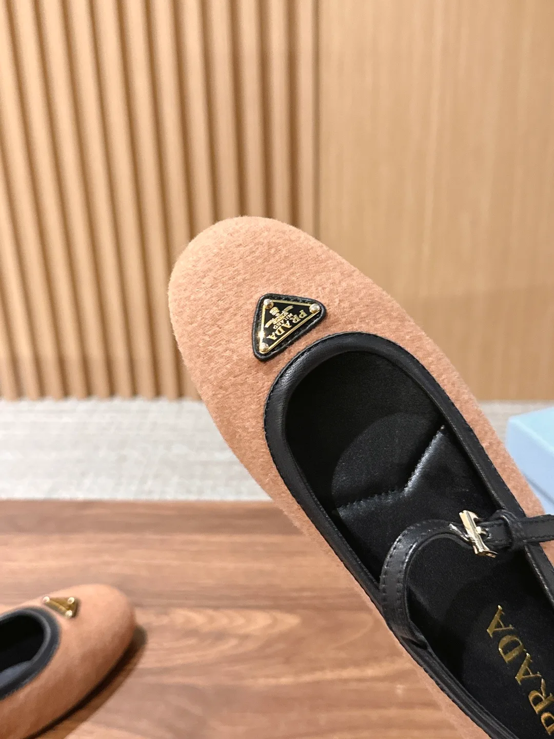 Prada Buckle Mary Jane Flats in Tan · view 6