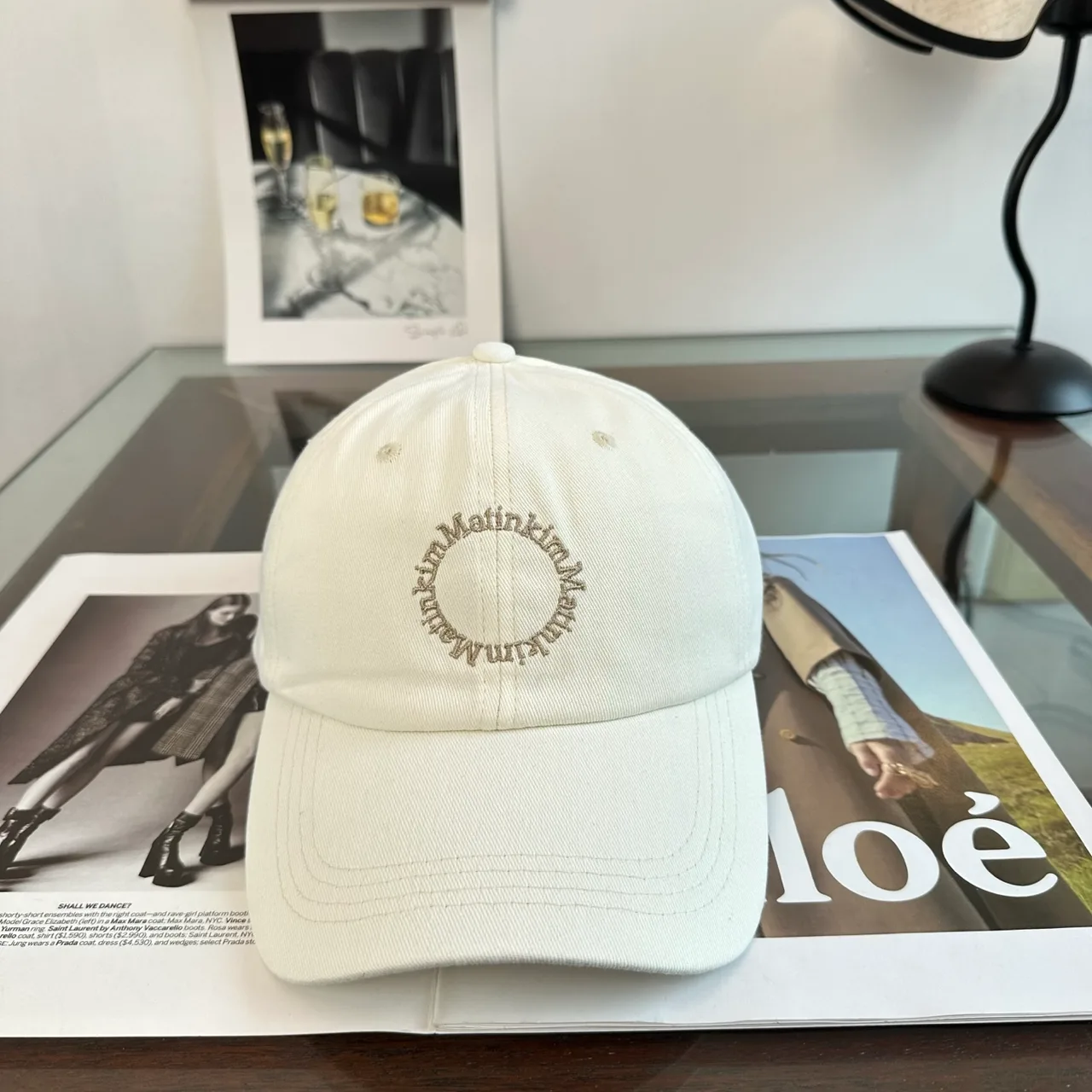Matin Kim Cotton Embroidered Baseball Cap in White · view 1
