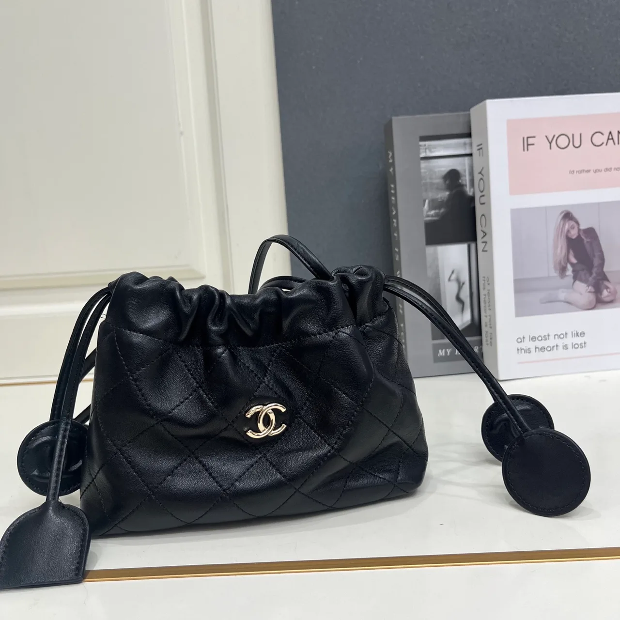 Chanel Quilted Glossy Crossbody Bag in Black · view 4