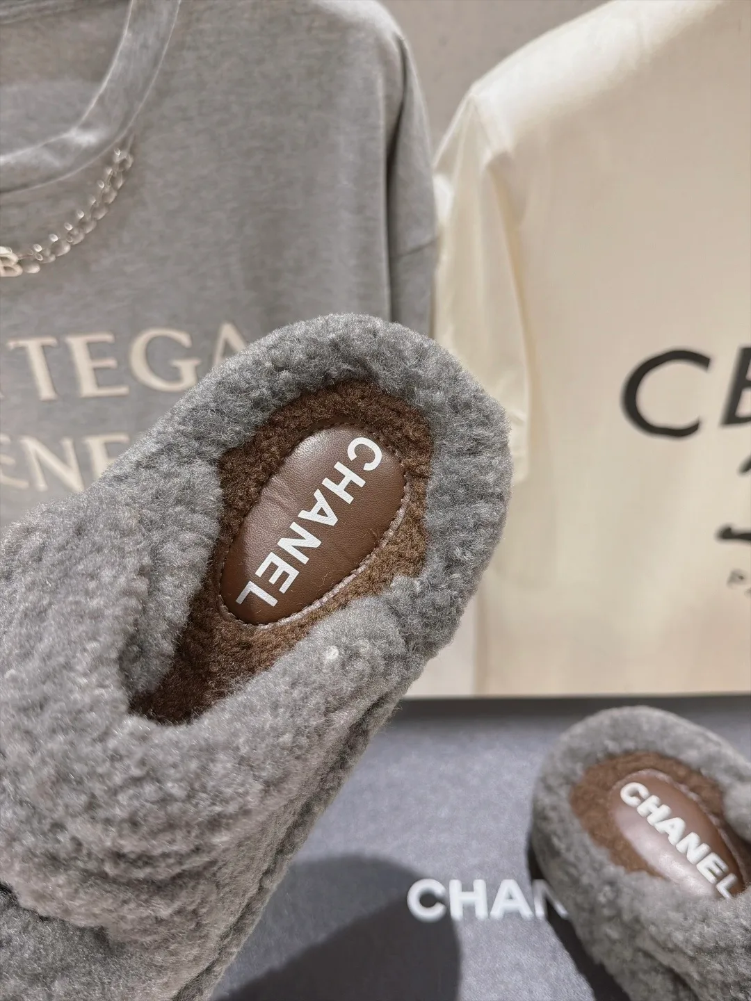 Chanel Slippers in Grey · view 8
