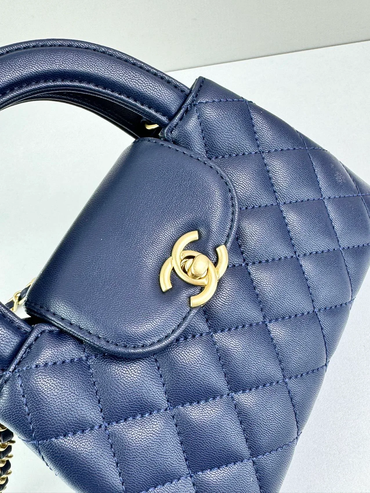 Chanel Quilted Top-Handle Bag in Blue · view 6
