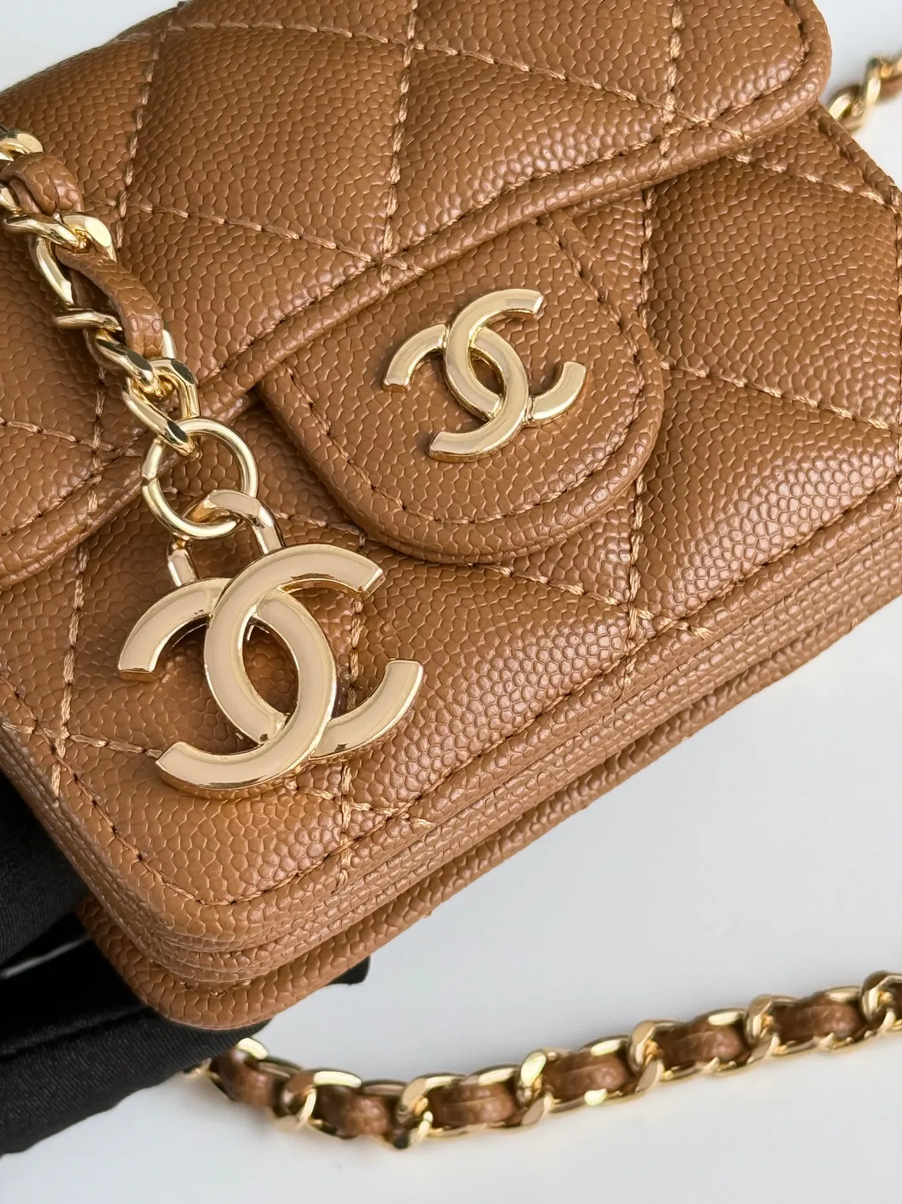 Chanel Quilted Wallet in Tan · view 5