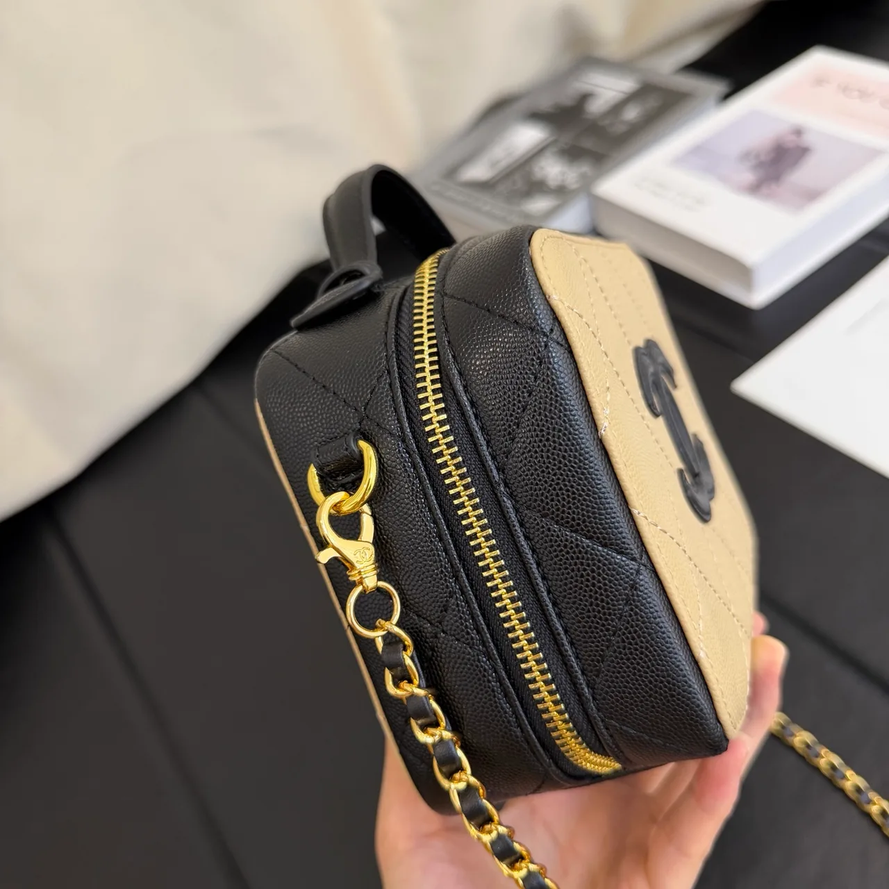 Chanel Quilted Crossbody Bag in Beige · view 6