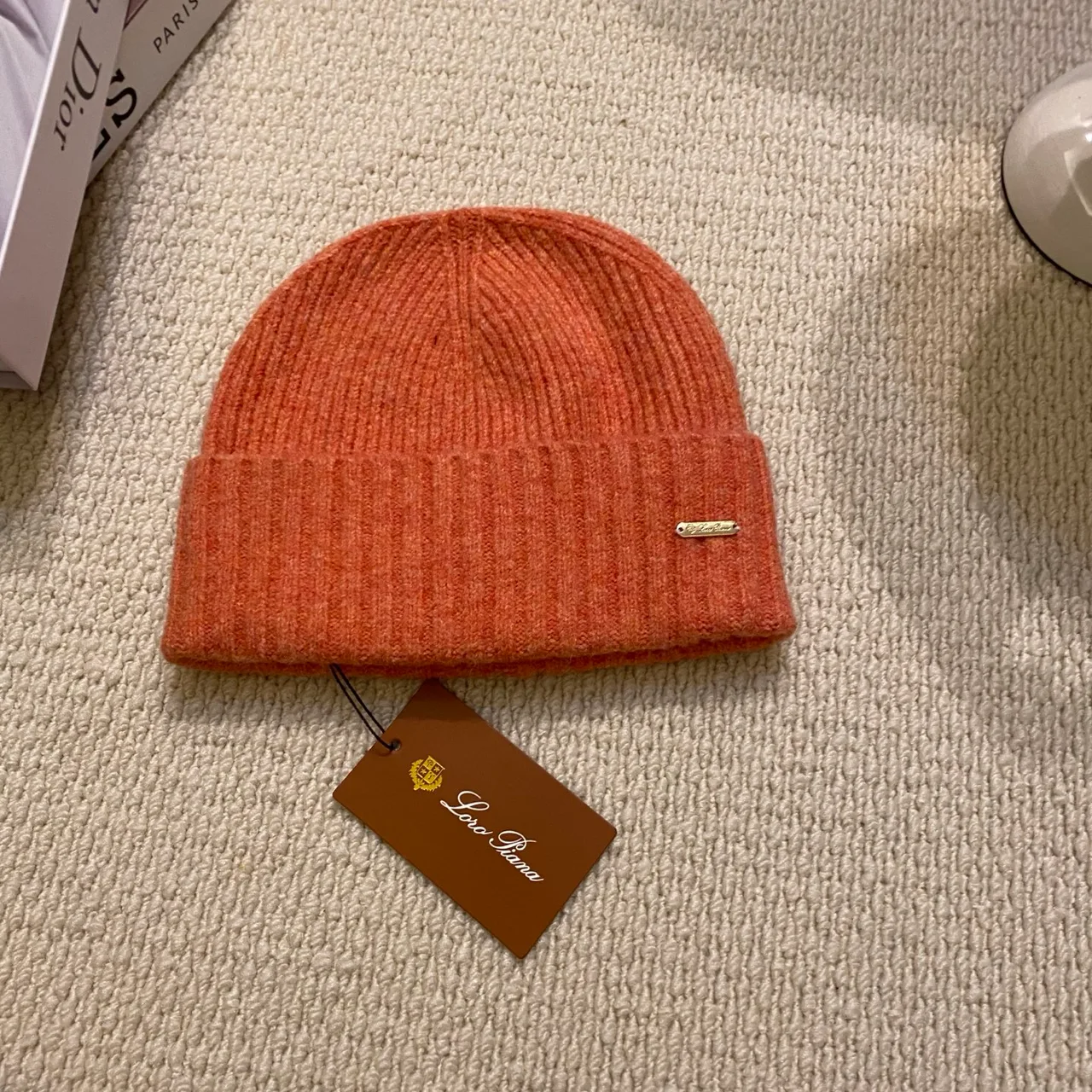 Loro Piana Beanie in Black & White & Beige & Orange & Grey & Brown · view 4