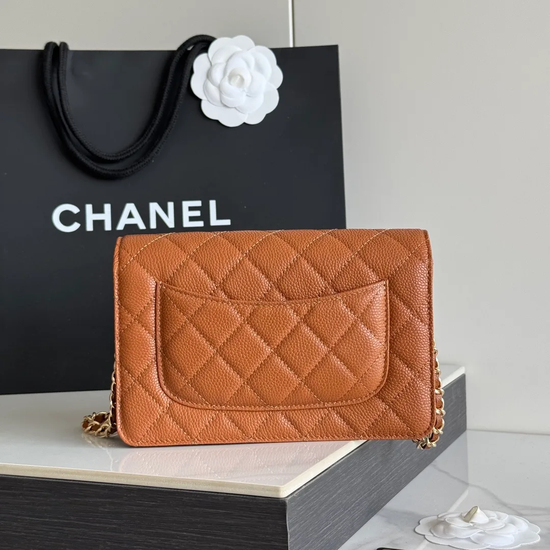 Chanel Calfskin Quilted Clutch in Tan · view 3