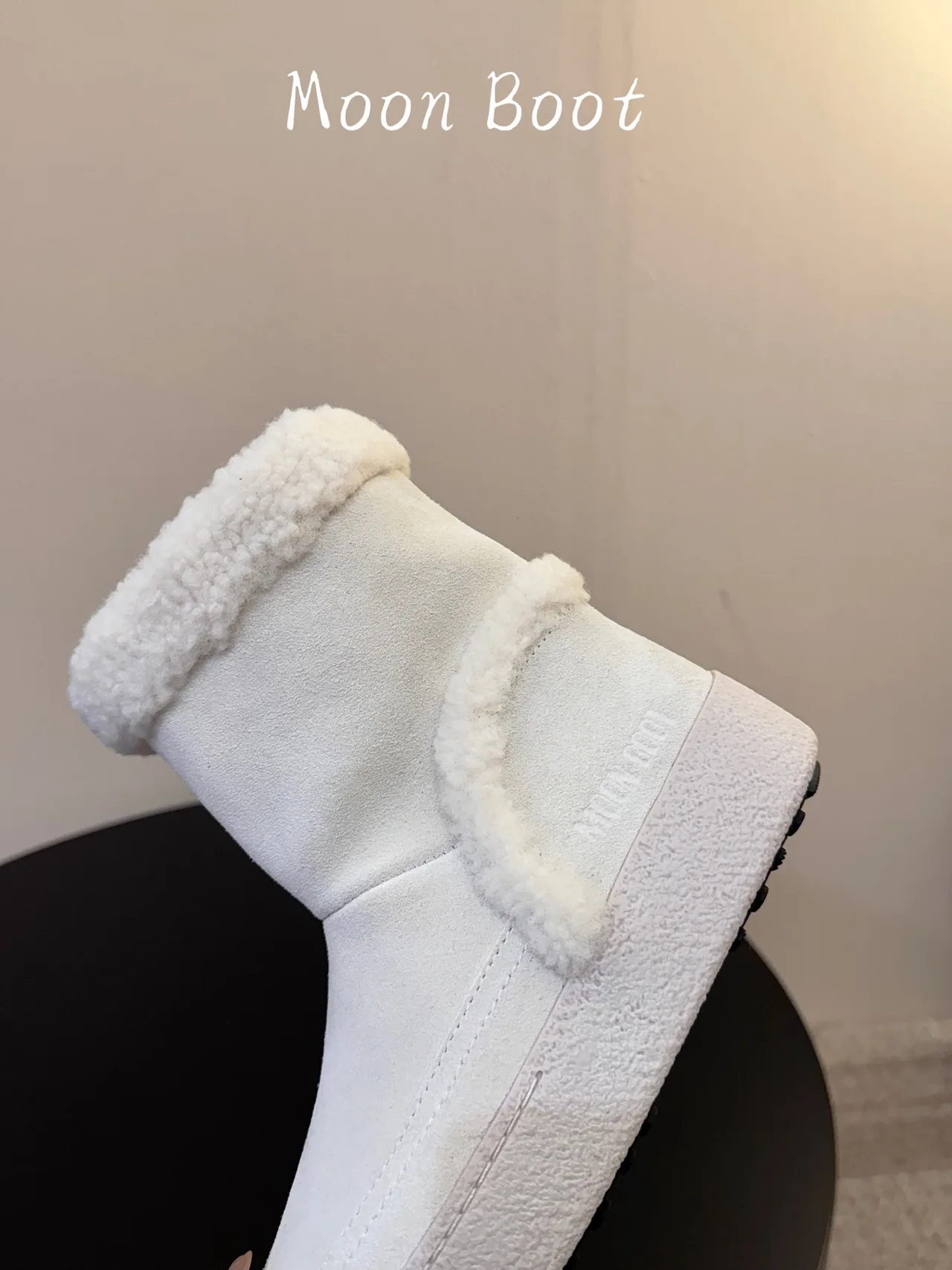 Moon Boot Cowhide Smooth Round-Toe Ankle Boots in White · view 6