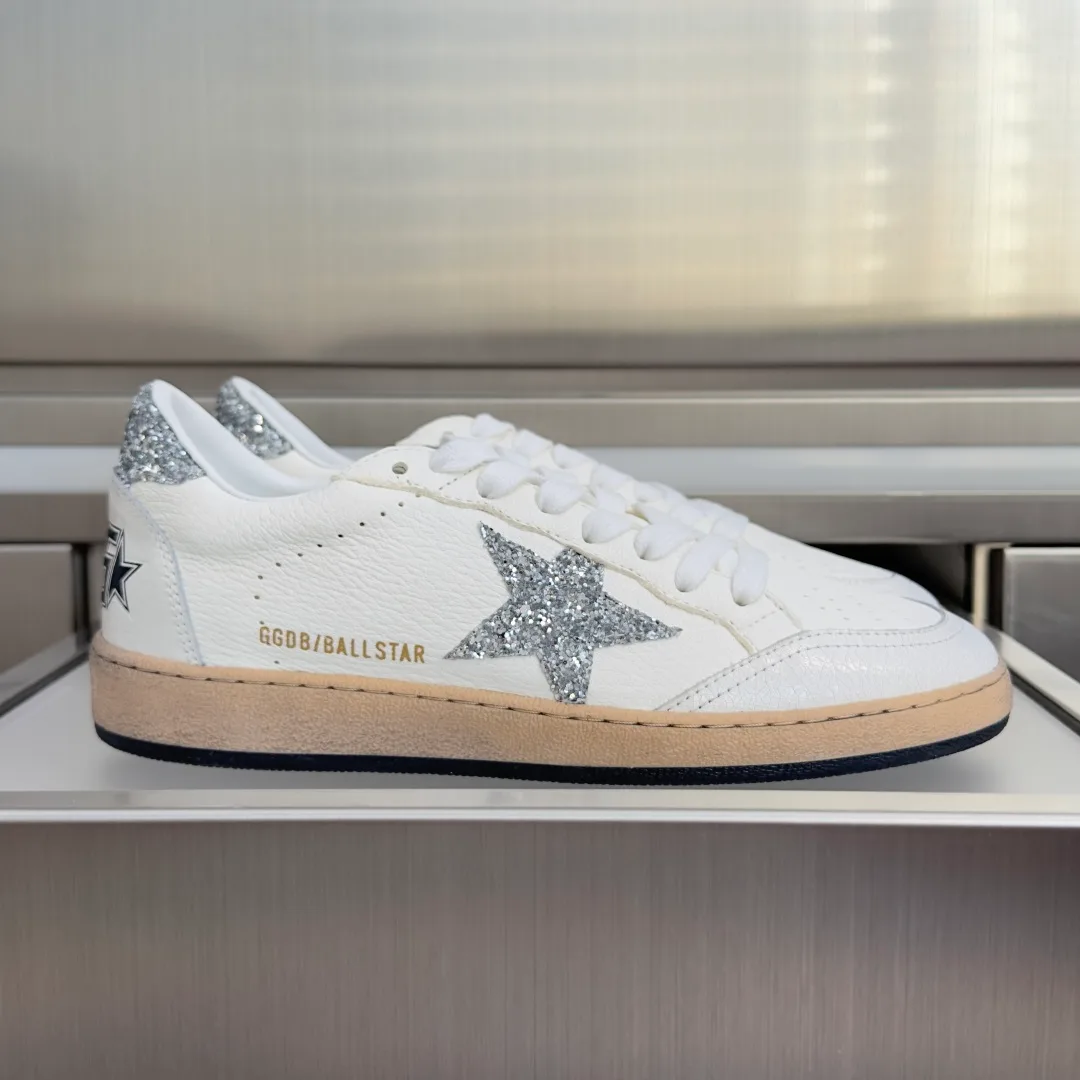 Golden Goose Cowhide Ball Star Sneakers in White · view 1