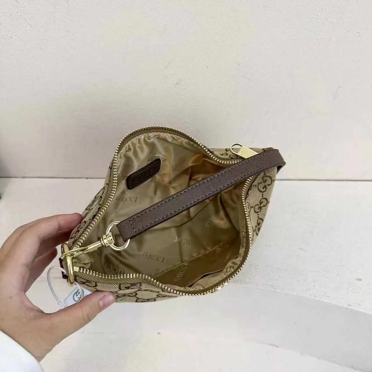 Gucci Web Shoulder Bag in Black & Beige · view 6