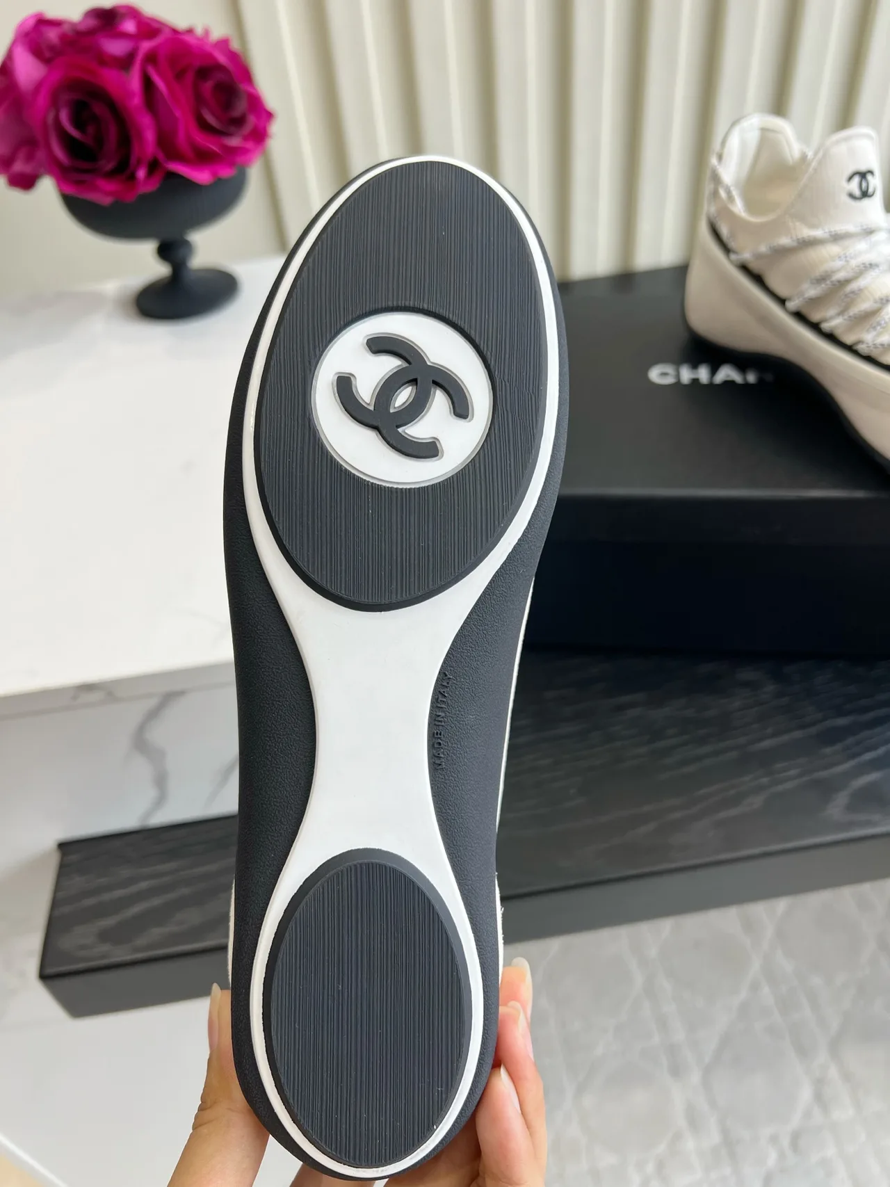 Chanel Sheepskin Sneakers in Cream · view 6