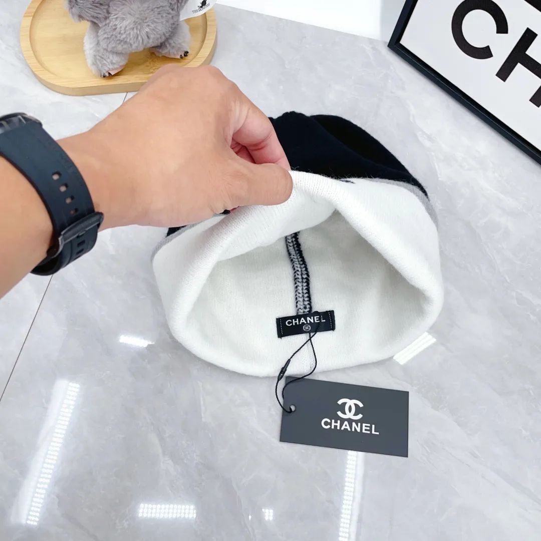 Chanel Striped Beanie in Black · view 8