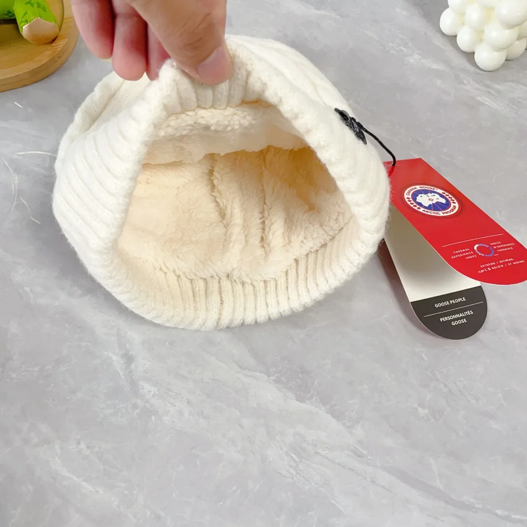 Canada Goose Wool Ribbed Hat Scarf and Gloves Set in White · view 8