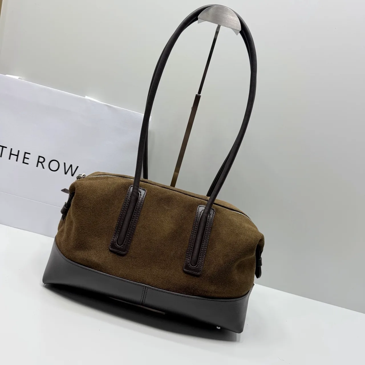 The Row Cowhide Suede Suede-Look Tote in Green · view 2