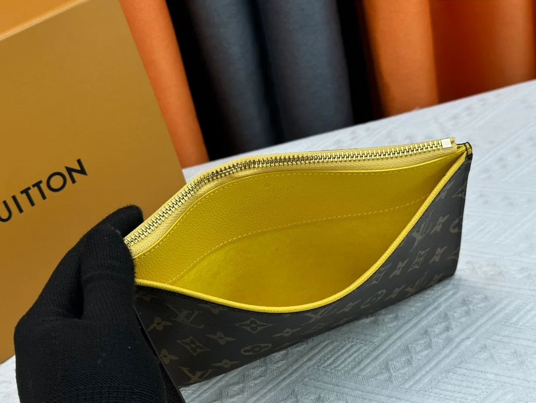 Louis Vuitton Calfskin Wristlet Pouch in Brown · view 7