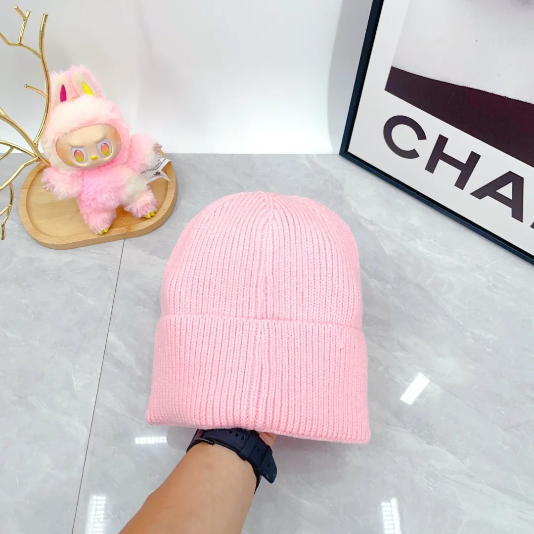 Prada Wool Triangle Logo Knit Beanie in Pink · view 6