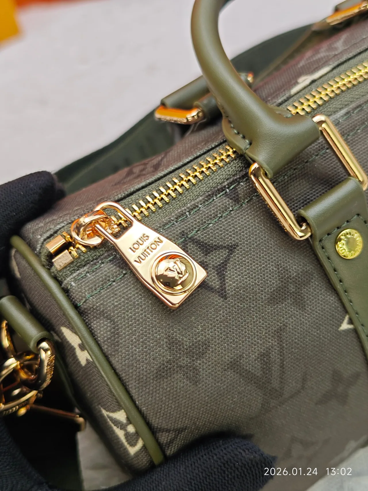 Louis Vuitton Canvas Top-Handle Bag in Green · view 7