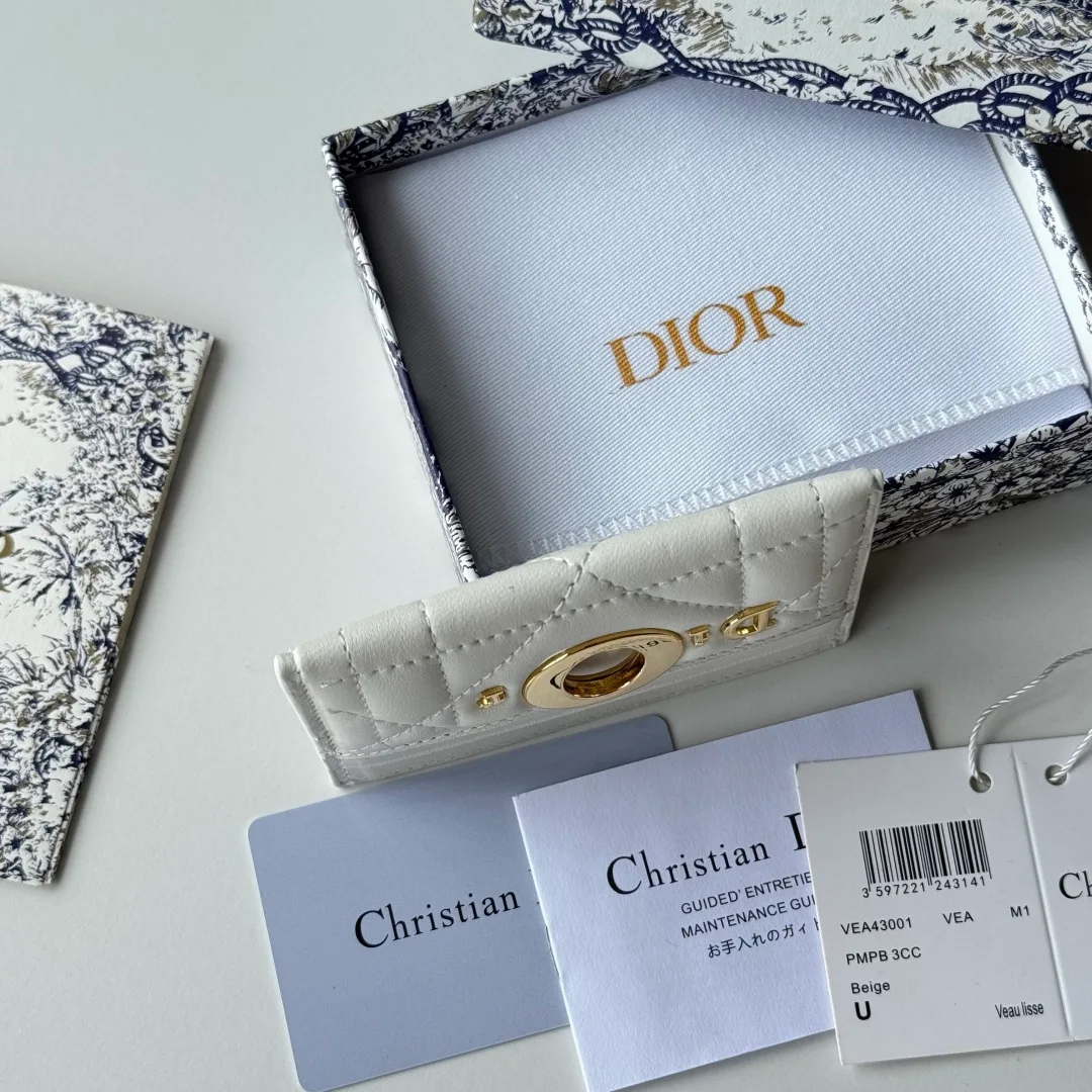 Dior Lambskin Quilted Cardholder in White · view 8