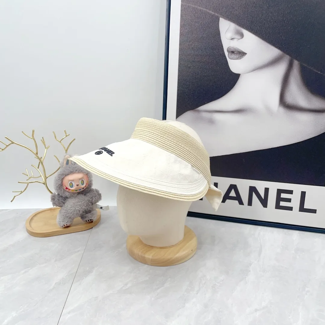 Chanel Embroidered Visor in Cream · view 3